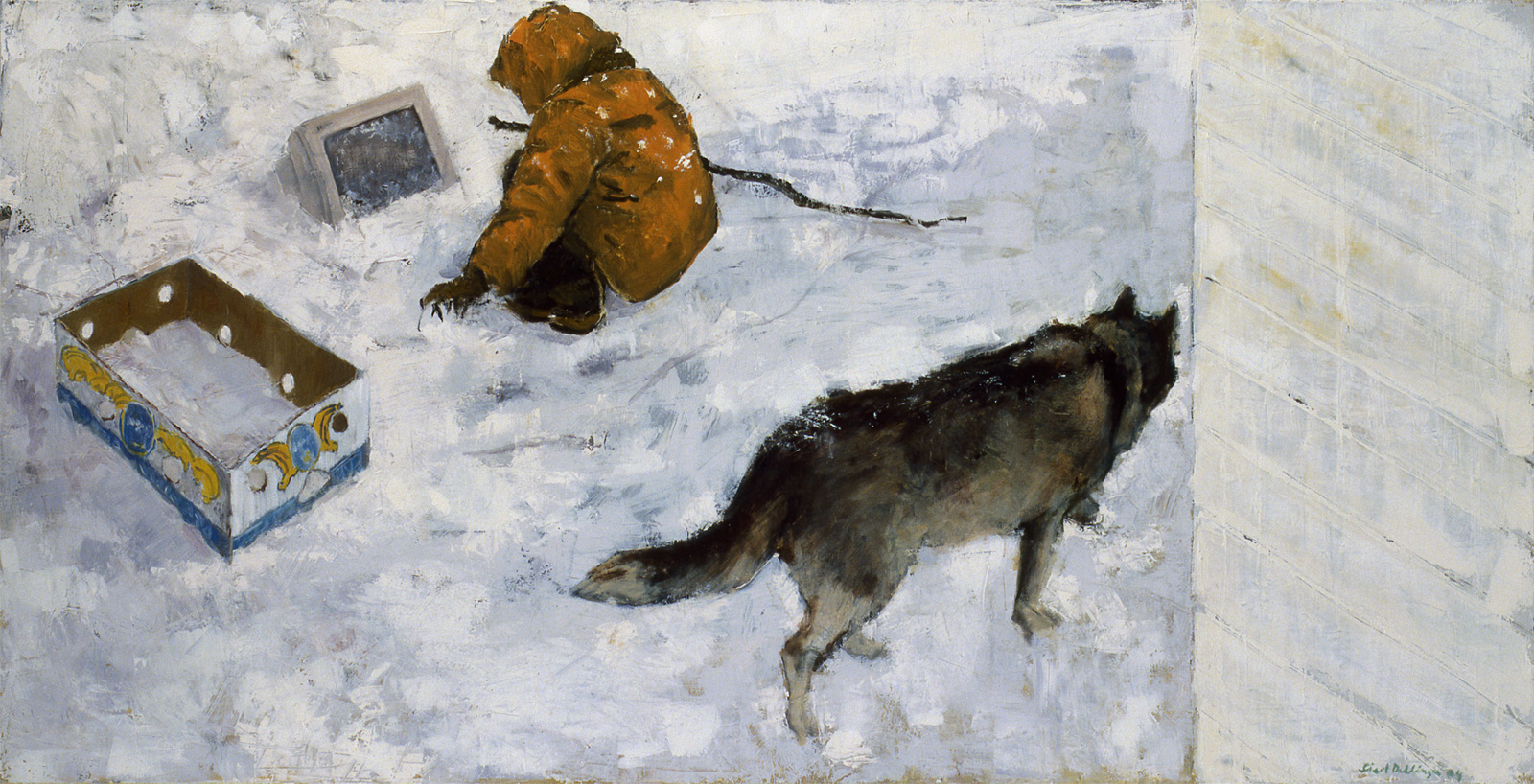 Snowscape with dog